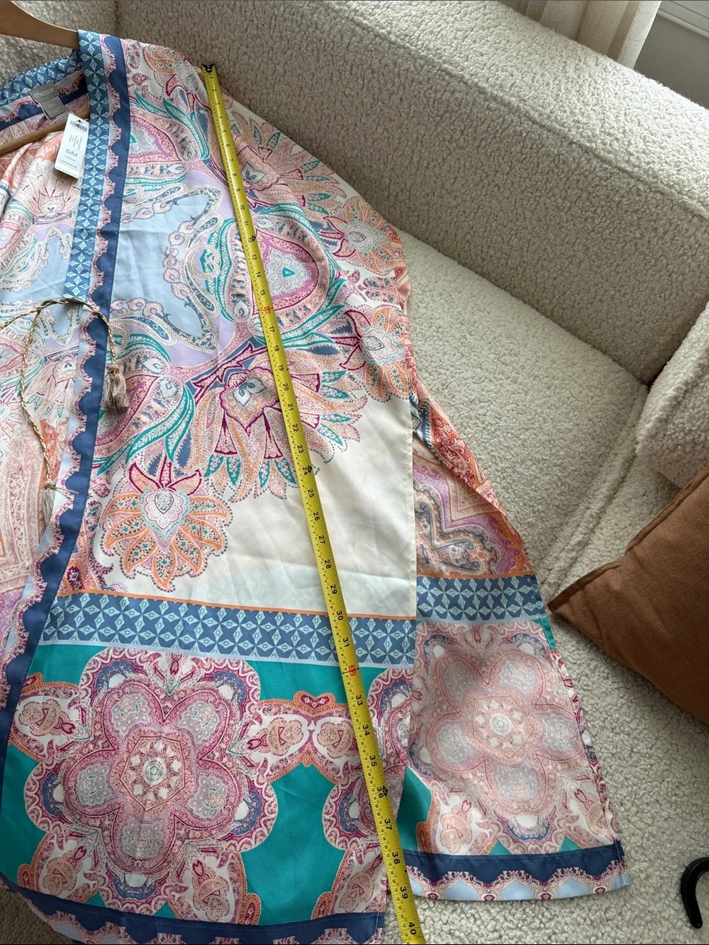 Chico's Silk Multi-Color Paisley Open Front Kimono Size M NWT